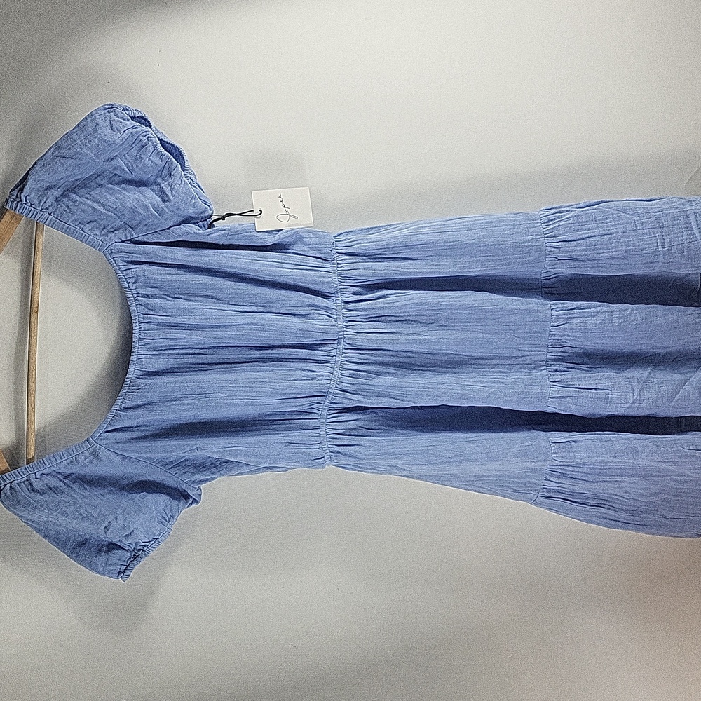 Japna Blue Puff Sleeve Backless Dress Size Large